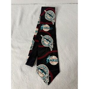 Florida Marlins Baseball Tie Black Ralph Marlin Sport Logo Silk Blend Necktie